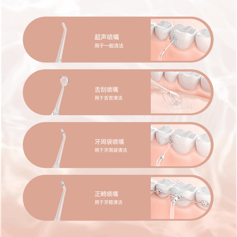 博皓便携式冲牙器家用水牙线牙齿送妈妈女朋友正畸专用洁牙神器洗牙器 5031樱花粉