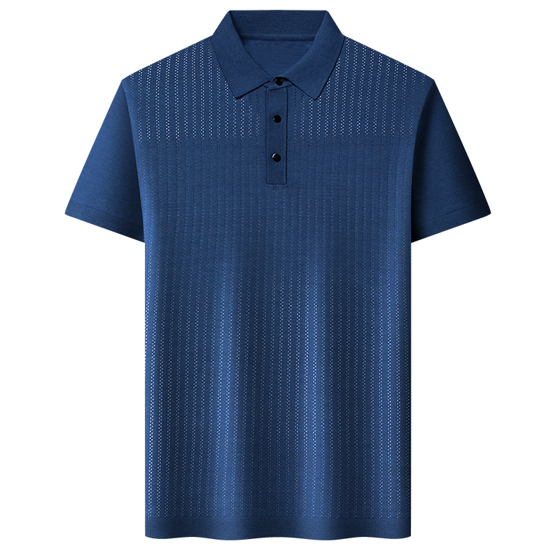 免费试穿 专柜正品夏季男士桑蚕丝针织翻领短袖t恤中年时尚潮流半袖冰丝polo衫潮流T恤体恤衫可定制批发开发票加肥加大码高清大图