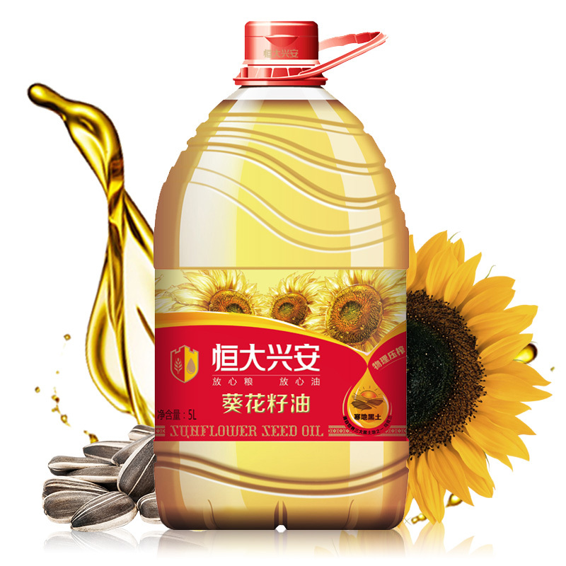 恒大兴安 葵花籽油 5L 桶装家用 天然优质向日葵 物理压榨食用油