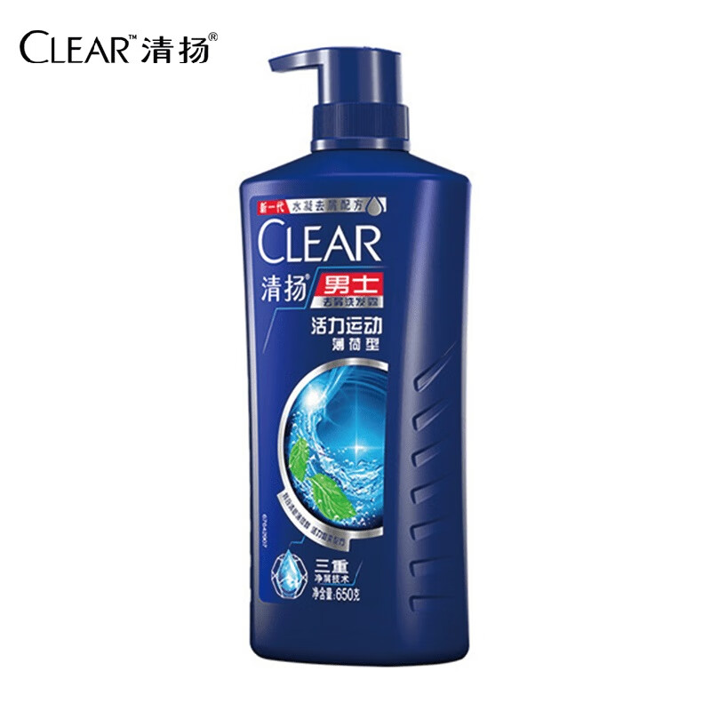 清扬(CLEAR)蓬松去屑洗发水 活力运动薄荷型蓝瓶650g 即刻止痒冰感洗头膏高清大图