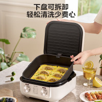 美的(Midea)电饼铛MC-JKE2626S家用多功能煎烤机早餐机火锅炒锅烙饼锅烤肉锅可拆烤盘加深大火力可调旋钮操作