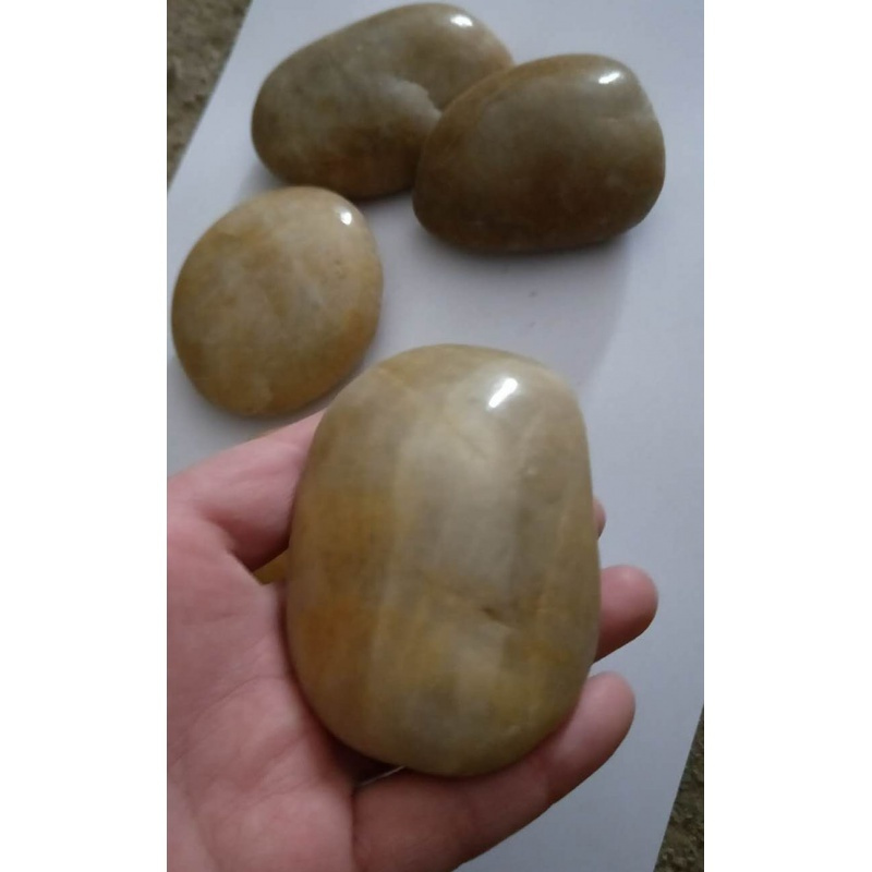 黄色鹅卵石4-5厘米3颗-T63 超特大号黑白黄色鹅卵石雨花石石头鱼缸石花盆装饰石头铺地石