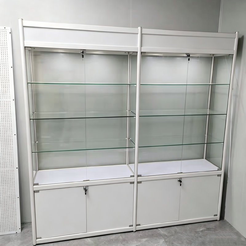 易企采 白色带灯荣誉展示架40*200*200cm带门 奖牌证书奖杯奖状展示柜 单位:组 质保:3个月高清大图