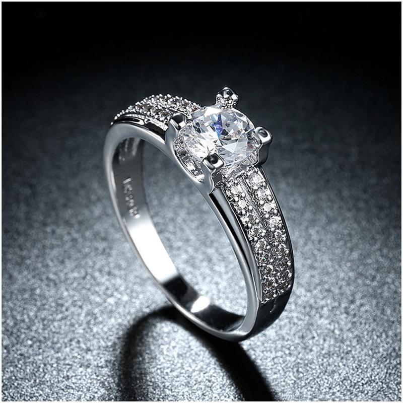 R836-CCouple Love Gold Rings铂金订婚戒指男女钻石情侣简约日韩送女朋友七夕情人节礼物