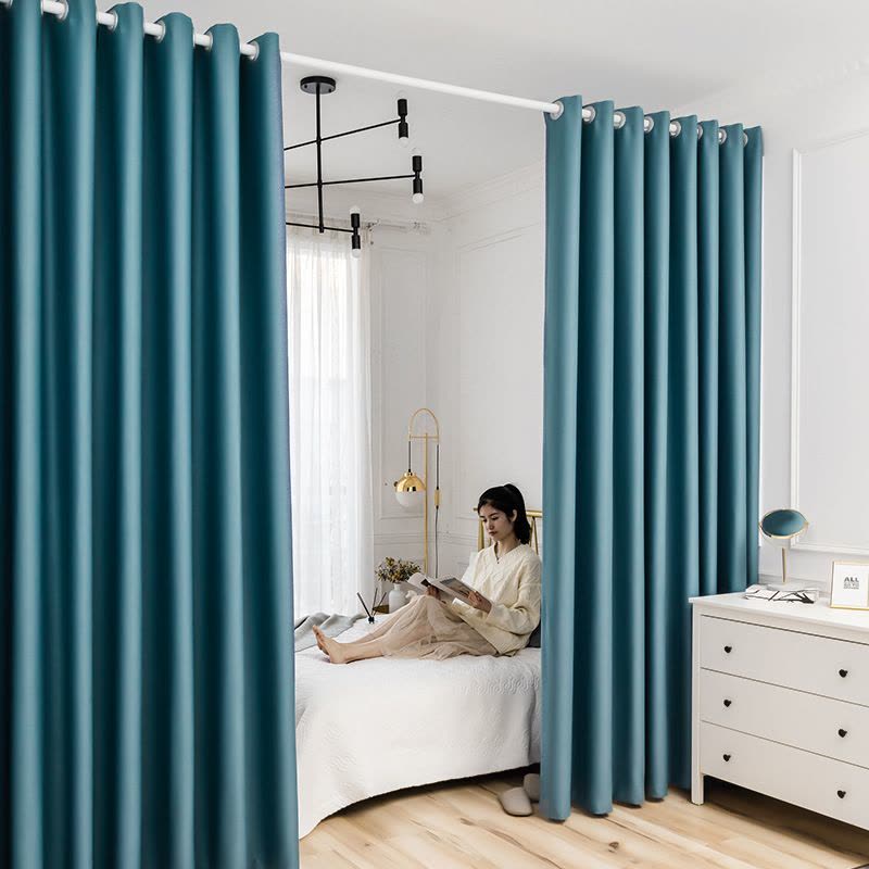 高精密窗帘免打孔安装卧室全遮光隔热遮阳布2021年新款梦幻帘图片