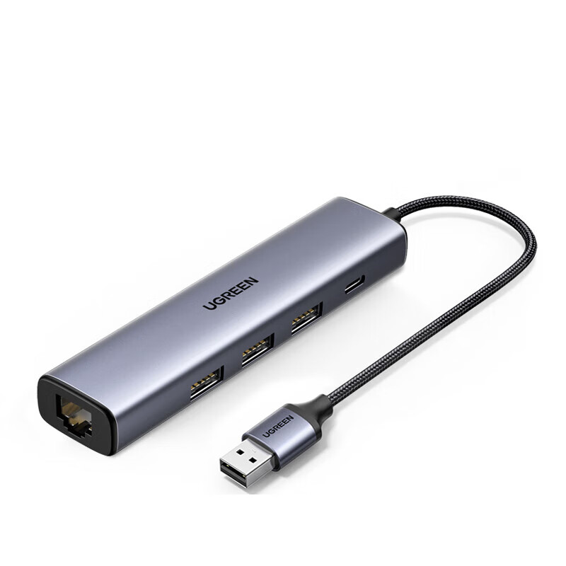 绿联20915 USB3.0转RJ45网络适配器+3口USB3.0 HUB高清大图