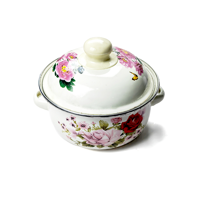 妙简乐 双耳搪瓷带盖汤锅 22cm 个高清大图