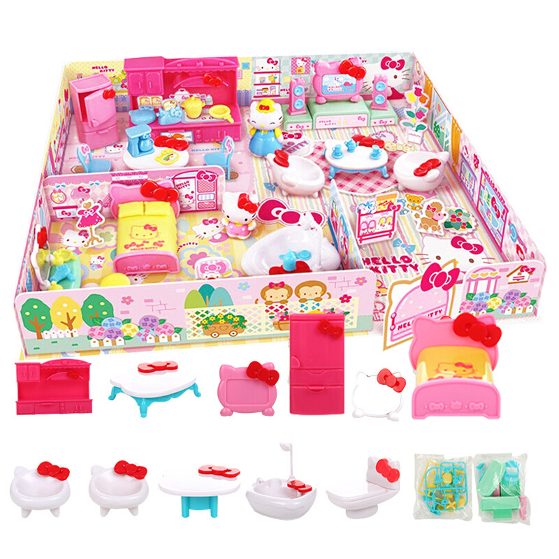 Hello Kitty凯蒂猫儿童女孩仿真过家家玩具 厨房套装生日6岁左右kt猫玩具 KT百变造型-梦想房间-50127