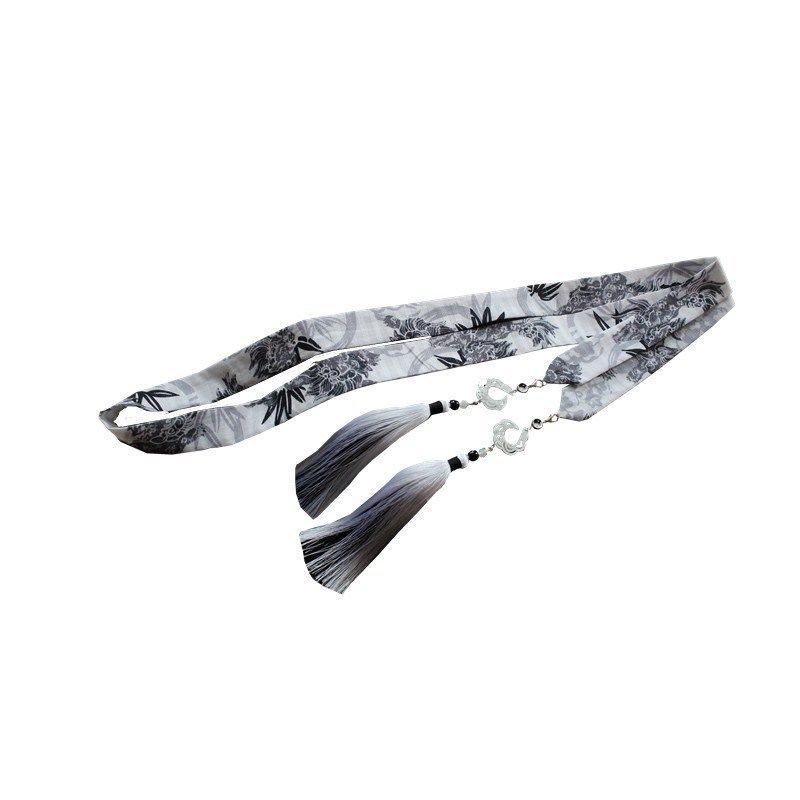 云深雾浅阴阳决黑白水墨汉服流苏发带古风抹额男士腰带头饰配饰阴阳决