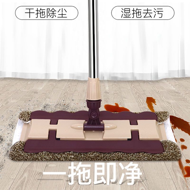 企购优品夹布式平板拖把家用旋转拖布替换布拖地墩布懒人一拖净夹固拖把(颜色随机)