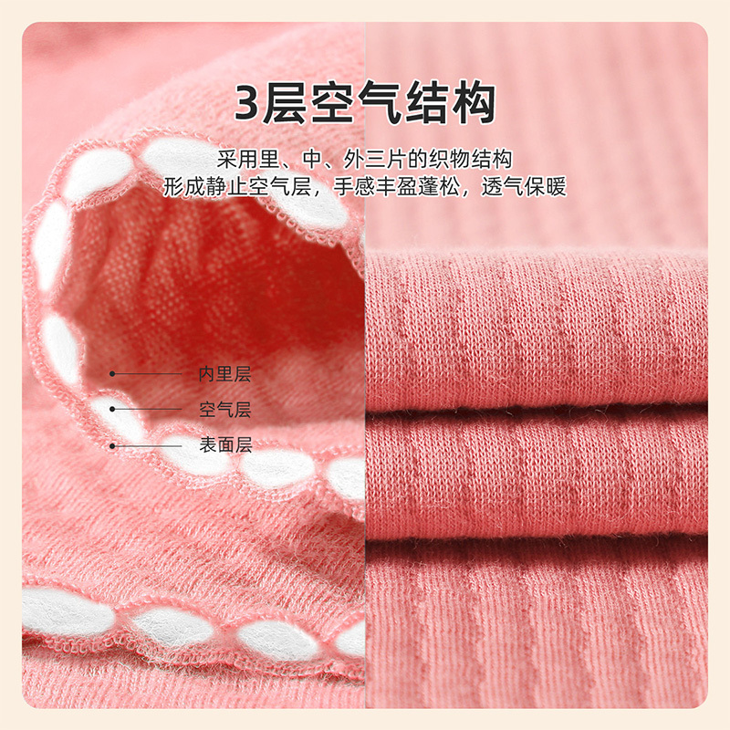 猫人[三层夹棉保暖]秋季长袖家居套装儿童秋衣秋裤套装女童内衣套装