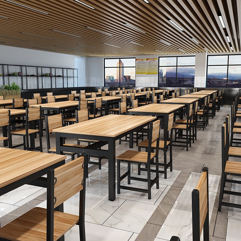 创世人餐桌椅组合现代简约家用一桌四椅餐桌椅组合食堂餐馆餐桌椅套装