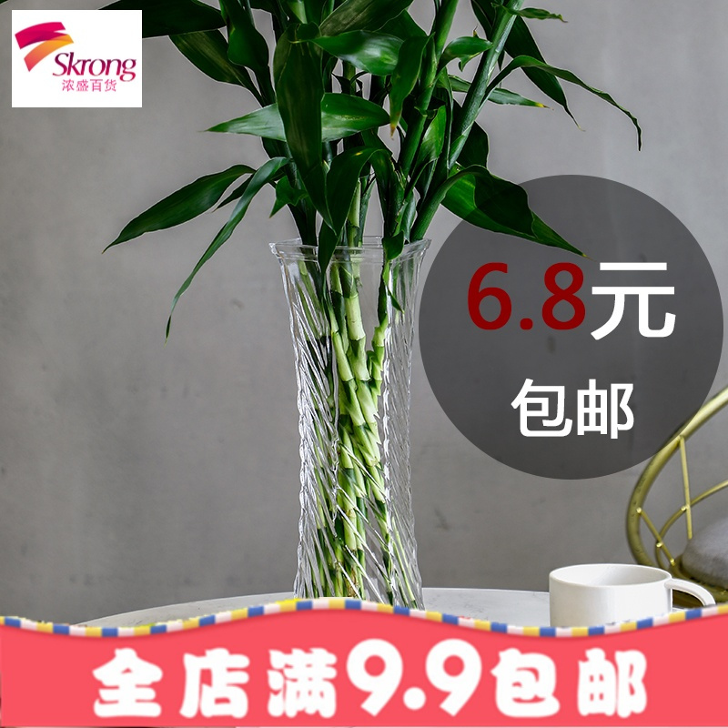 透明玻璃大号养富贵竹花瓶摆件家用客厅桌面水培百合插花花瓶