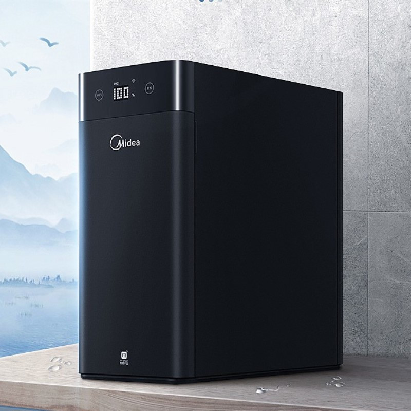 [免费安装]美的(Midea)净水器家用直饮600加仑智能双芯无桶大通量黑豆净水器家用厨下式机MRC1898A-600G