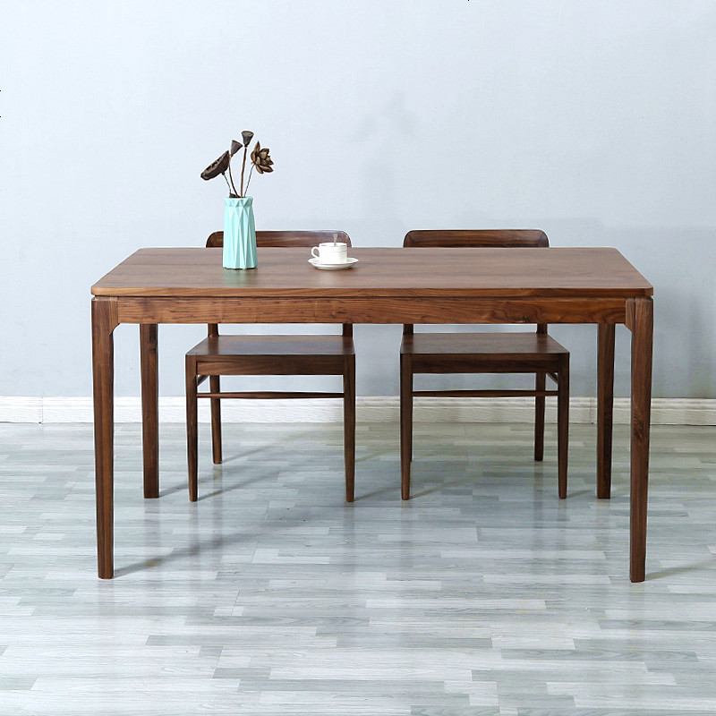 北欧黑胡桃木餐桌全实木长方形桌子进口白橡木原木餐桌椅餐厅家具