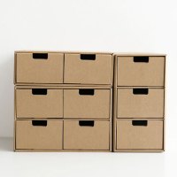 趣涉家居 简约现活日用家居百货收纳用品纸质桌面收纳盒办公学生整理盒自由组合多层抽屉收纳盒居家用品
