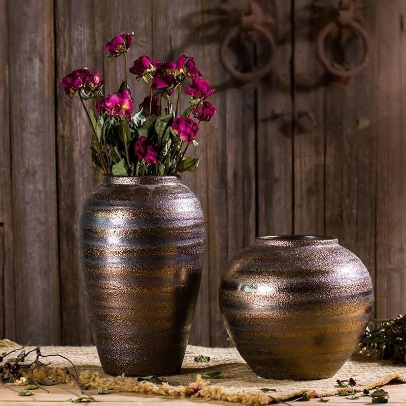 台面陶瓷陶罐陶瓷花瓶装饰欧式花器水培陶瓷器手工复古青花瓷玄关花瓶