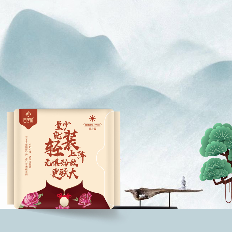 田字格 卫生巾 致敬中国女性 迷你款日用/15片装 尺寸180mm 超透气棉柔亲肤