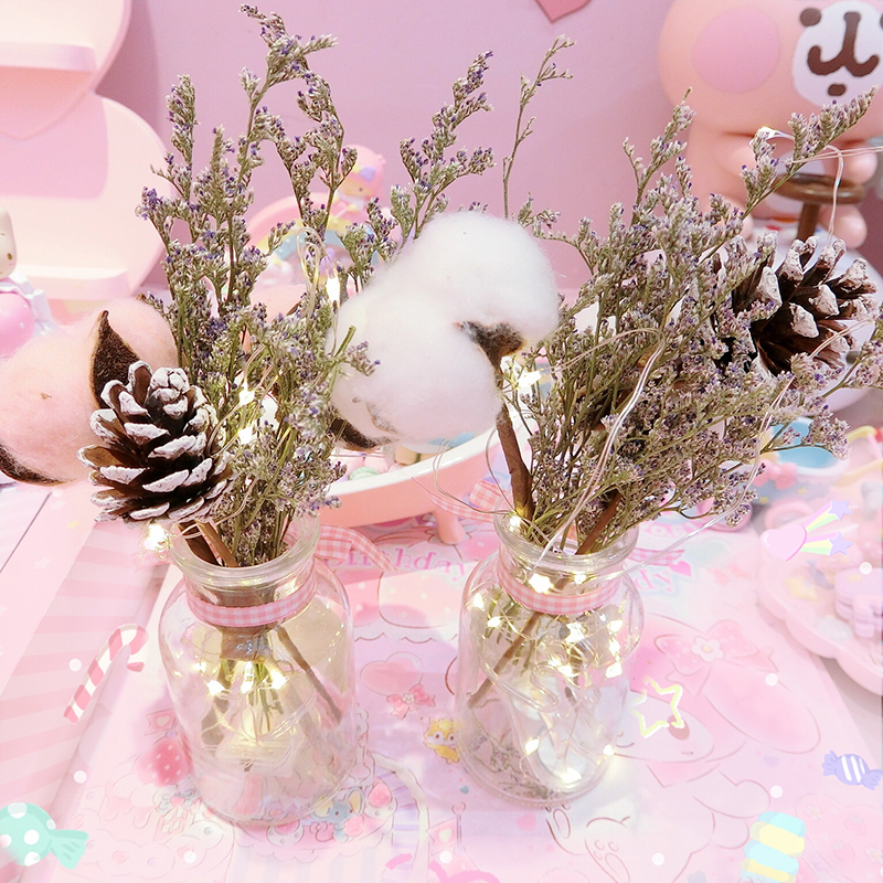 美帮汇小干花花束树枝真棉花摆设装饰花带瓶高清大图