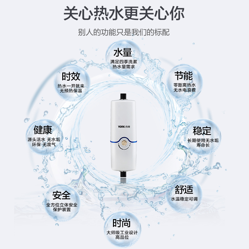 [门店同款]YORK约克即热式小厨宝YK-C1白家用速热洗手洗菜小厨宝厨房小型电热水器迷你暖水宝 5500W高清大图
