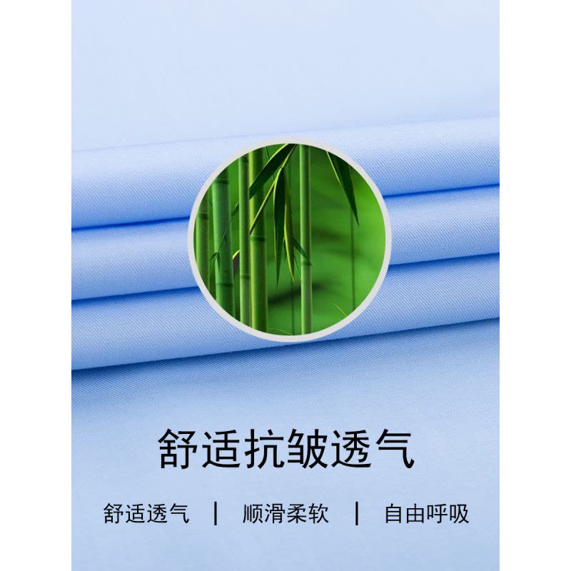 啄木鸟竹纤维免烫蓝衬衫男士短袖长袖夏季商务休闲正装职业白衬衣图片