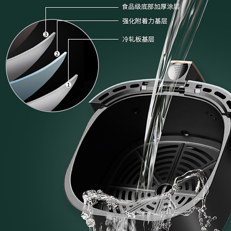 红心电烤炉(空气炸锅)YJ-302D额定功率1400W空气炸锅家用5升新款特价多功能无油全自动大容量电气炸锅机