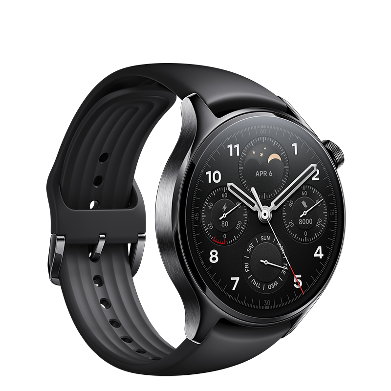 小米(mi)Watch S1 Pro黑色不锈钢表壳(黑色氟橡胶表带)高清大图