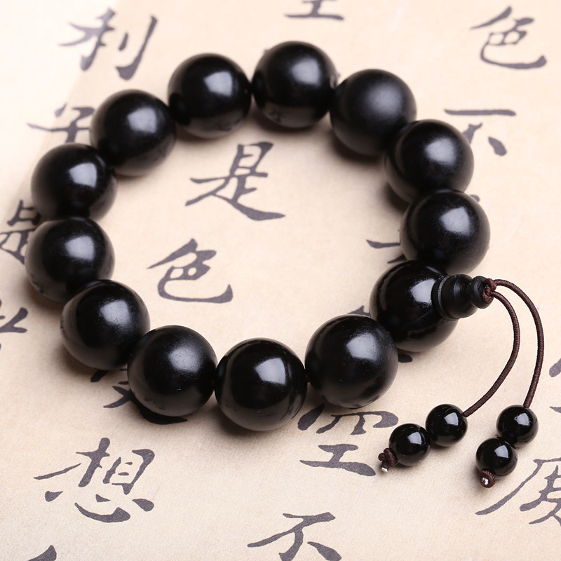 正宗天然黑羊角圆珠男款手串18mm颗颗精选20mm黑羊角圆珠手串包邮送女朋友七夕情人节礼物