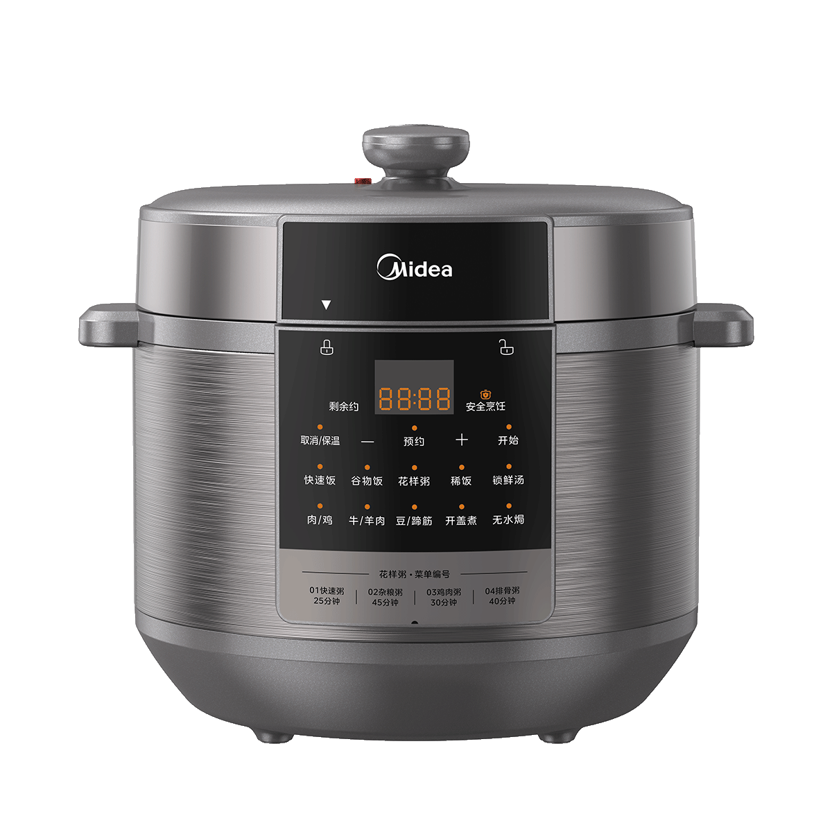 美的(Midea)电压力锅8升大容量家用高压电饭锅全自动智能预约煲汤开盖煮小米粥 MY-E8129