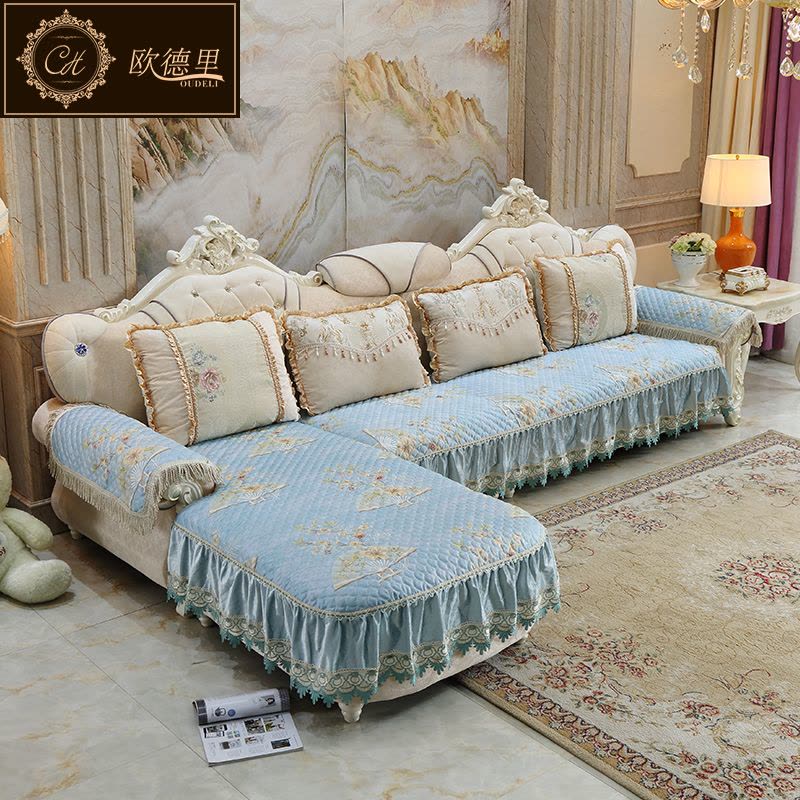 欧式沙发垫 全包万能通用定做U型坐垫套雪尼尔布艺防滑 沙发套罩图片