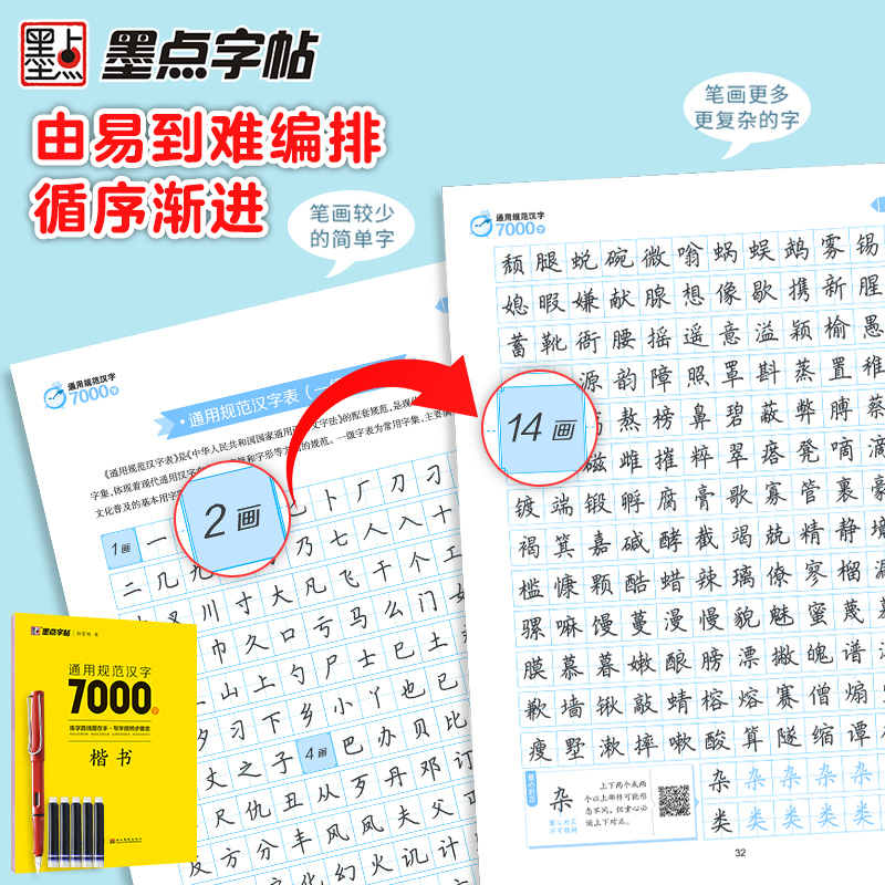 [正版]荆霄鹏行楷字帖硬笔书法字帖通用规范汉字7000字楷书字帖硬笔钢笔书法教程字帖配视频教程控笔训练字帖字帖 书店书籍高清大图