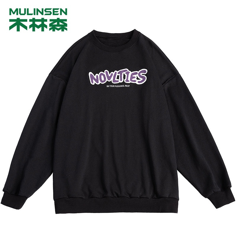 [直营]木林森(MULINSEN)主推款秋季字母毛巾绣男女同款情侣卫衣男户外休闲衣