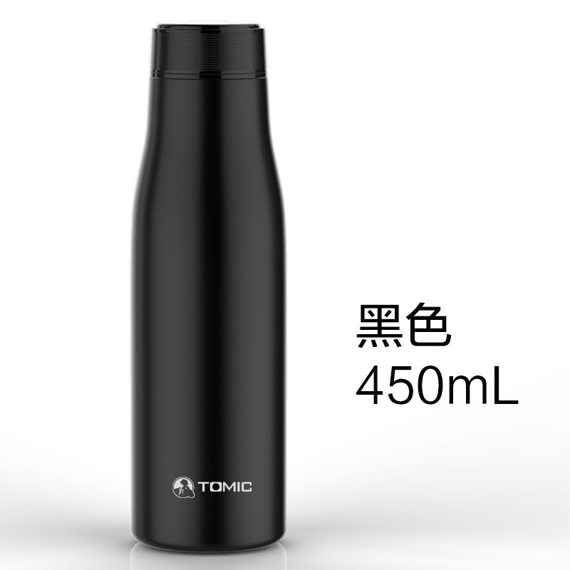 特美刻智能保温杯男女士便携真空随行杯304不锈钢水温监测水杯子 黑色1QBS8000 450ML