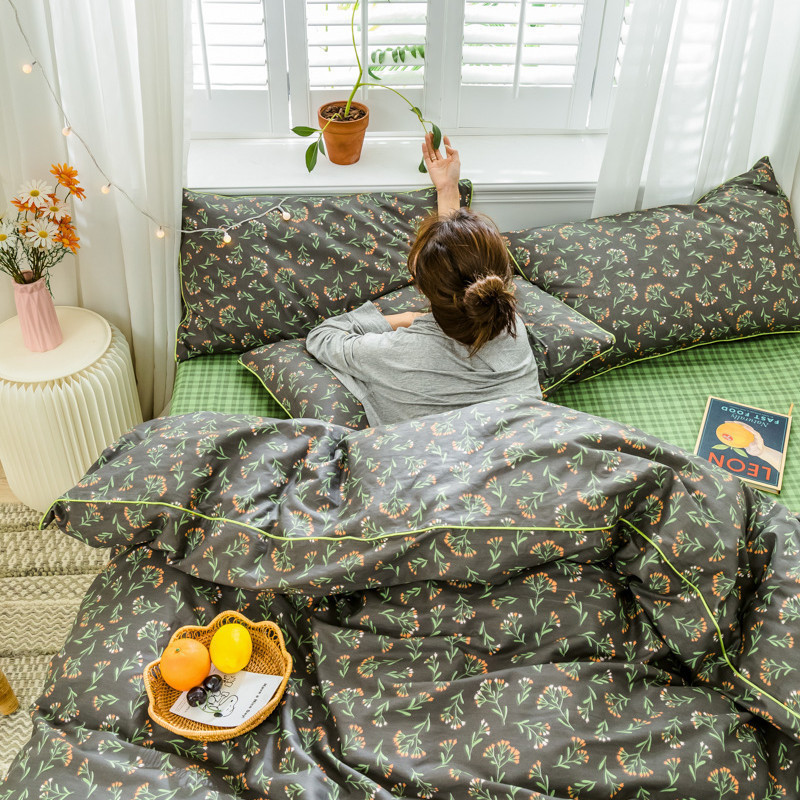 四件套纯棉全棉小碎花床上用品床单被套床品100床笠款公主风套件4_580 2.0m床（床单款四件套）【适合220*240cm被芯】 全棉小碎花四件套-星野琉璃