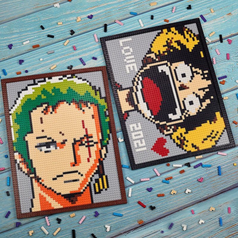 海贼王草帽路飞送锤子工具兼容乐高像素积木壁画海贼王路飞火影忍者男