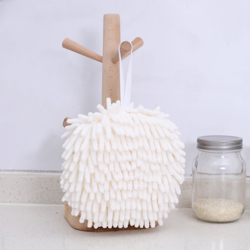 苏宁极物 擦手球吸水速干毛巾厨房擦手巾吸水巾卫生间挂式加厚擦手巾清洁用品 白色 二只装