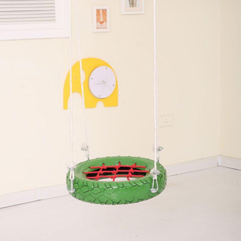 绿色秋千小轮胎 秋千玩具幼儿园彩色橡胶烤漆轮胎儿童户外感统训练