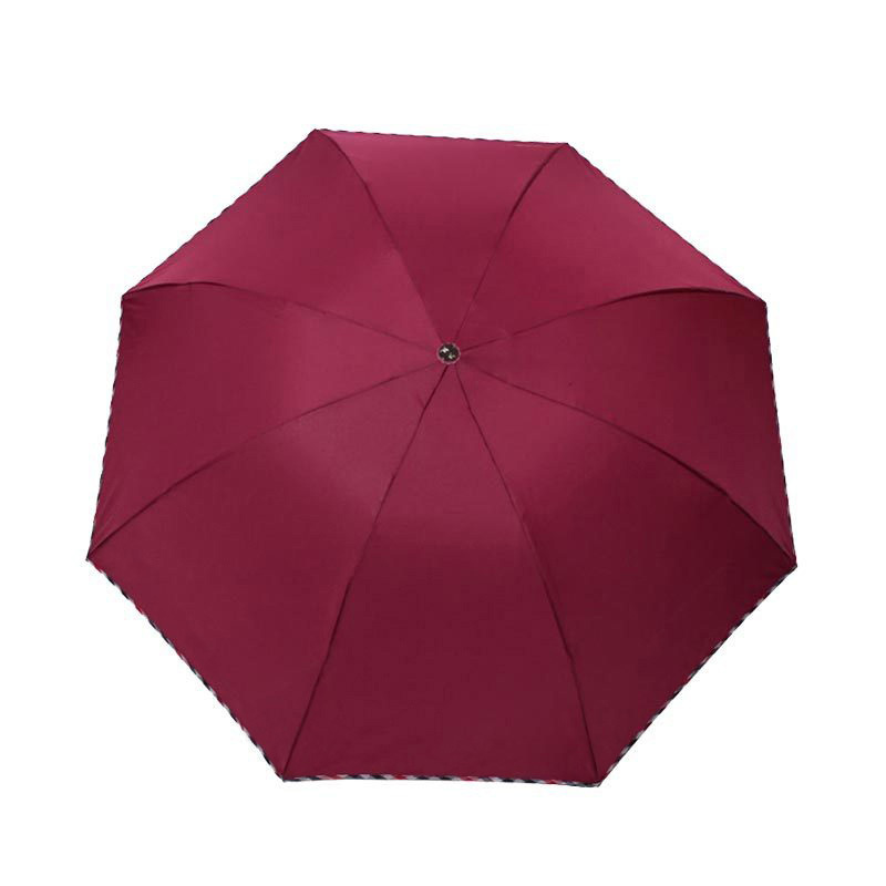 天堂 307E碰击布格子布包边三折商务伞晴雨伞