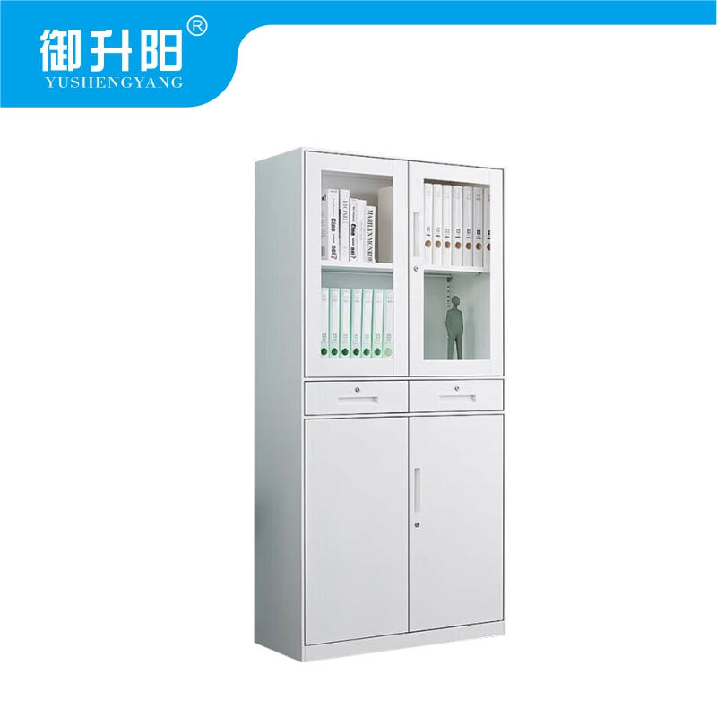 御升阳 中二斗文件柜/带锁资料柜纯白色 900×400×1850mm 台高清大图