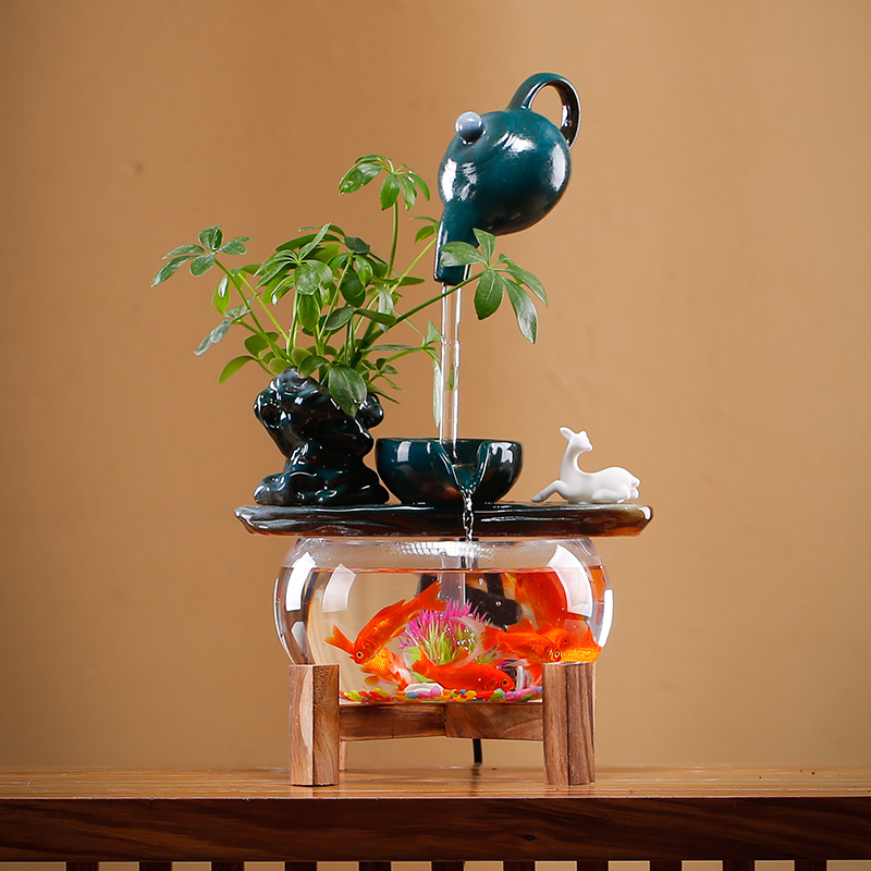 循环流水器生财摆件招财景观鱼缸创意家居办公室客厅开业乔迁礼客高清大图