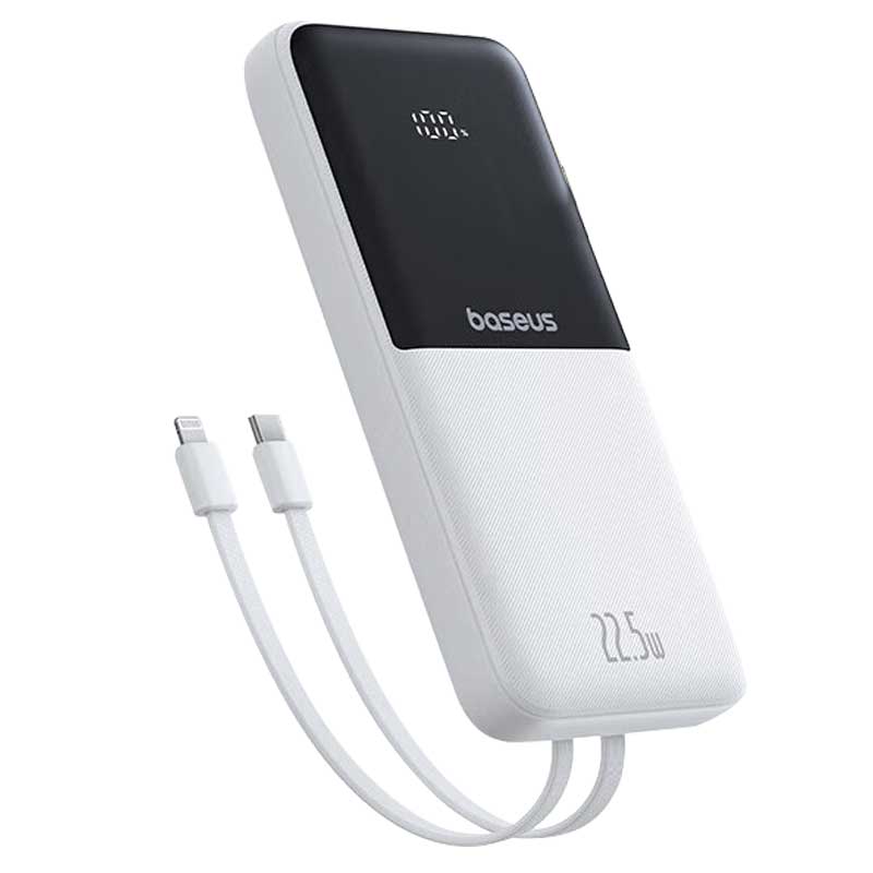 倍思 极充PPJP311白数显双线移动电源10000mAh 22.5W 皓月白 P10075100215-00高清大图