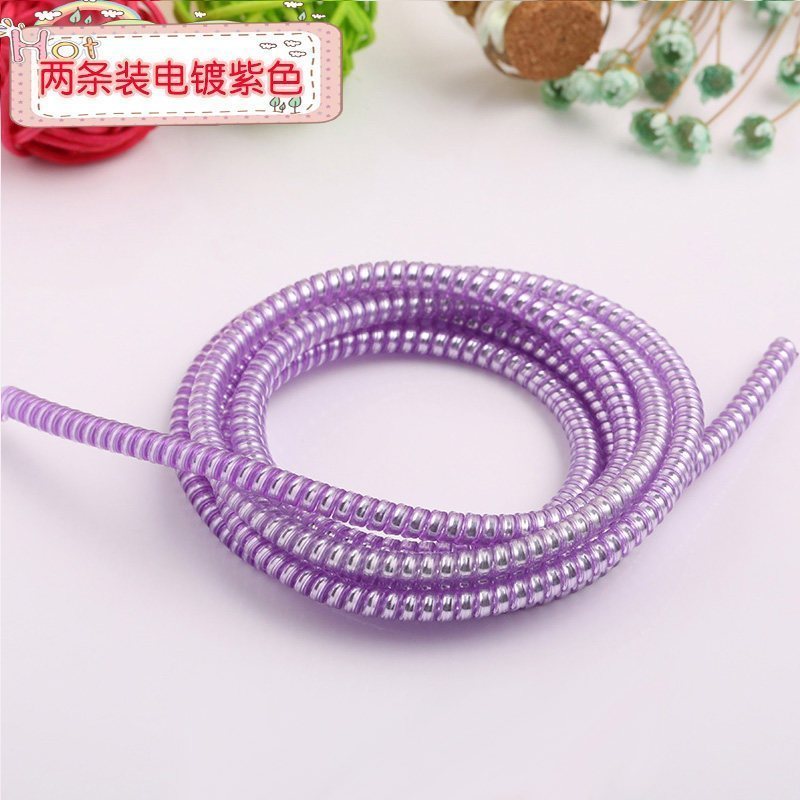 家柏饰(CORATED)耳机保护绳充电器保护线苹果安卓手机保护套耳机弹簧缠绕线器 1.1米电镀紫色【两条装】