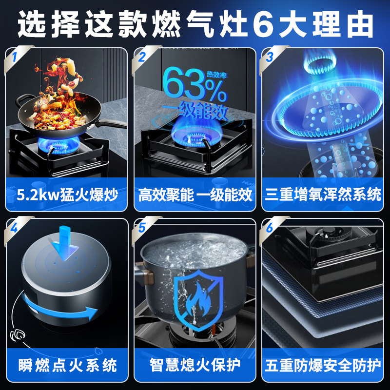 海尔(Haier)燃气灶天然气灶双灶智能熄火保护宽频5.2KW大火力烟灶联动三重增氧混燃 Q2BE58高清大图