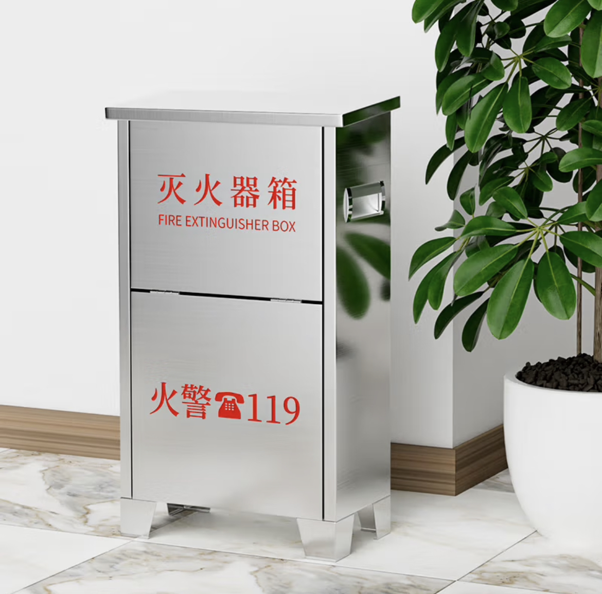 净瓶不锈钢灭火器箱 4kg*2 单位:个高清大图