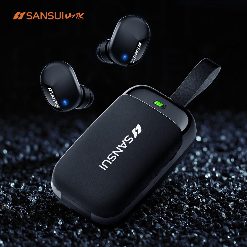 山水sansui真无线蓝牙耳机防水迷你超小运动跑步单双耳降噪x15皮质