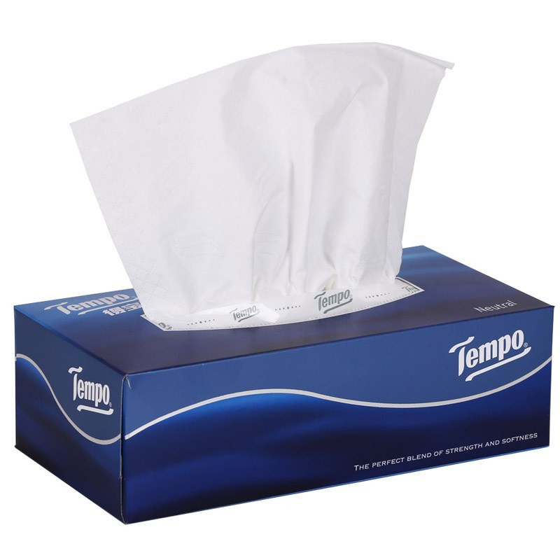 得宝tempo加厚维达天然无味抽纸面巾纸硬盒餐巾纸3层90抽盒4盒七包