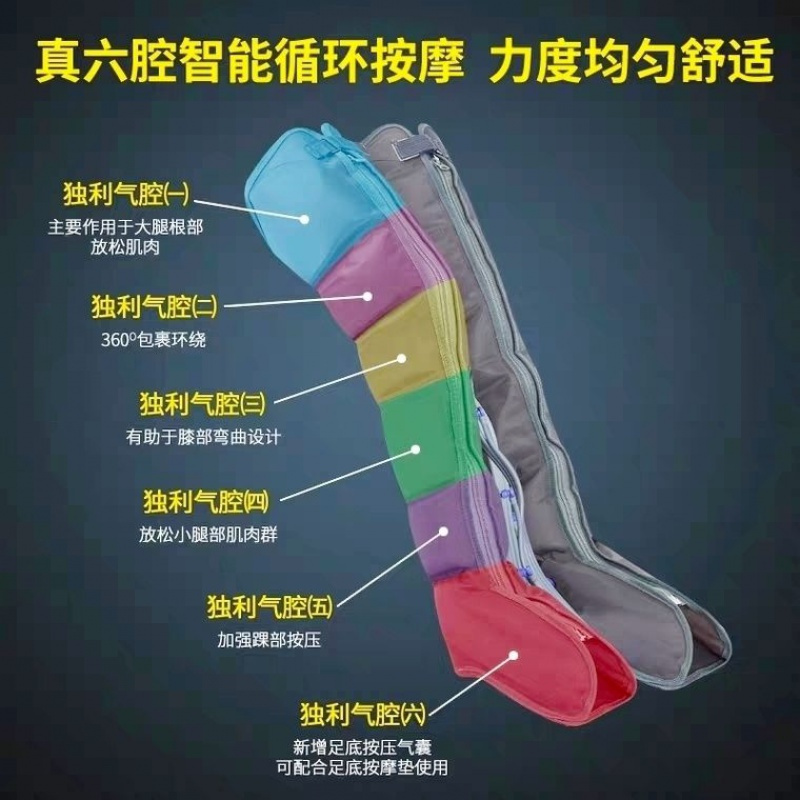 气动老人腿部按摩器六腔空气波压力理疗腿脚部气压按摩仪 六腔主机+双下肢+单腰