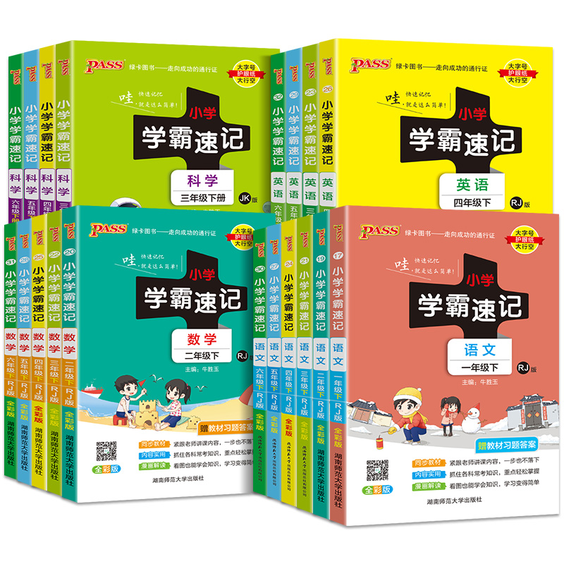 [人教版]语文 四年级上 [正版]2024新版小学学霸速记一二三四五六年级下册语文数学英语科学道德与法治人教版北师大版课高清大图
