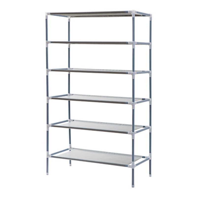 创意多层无纺布简易鞋架多功能收纳置物架简约现代宿舍鞋柜 灰色6层