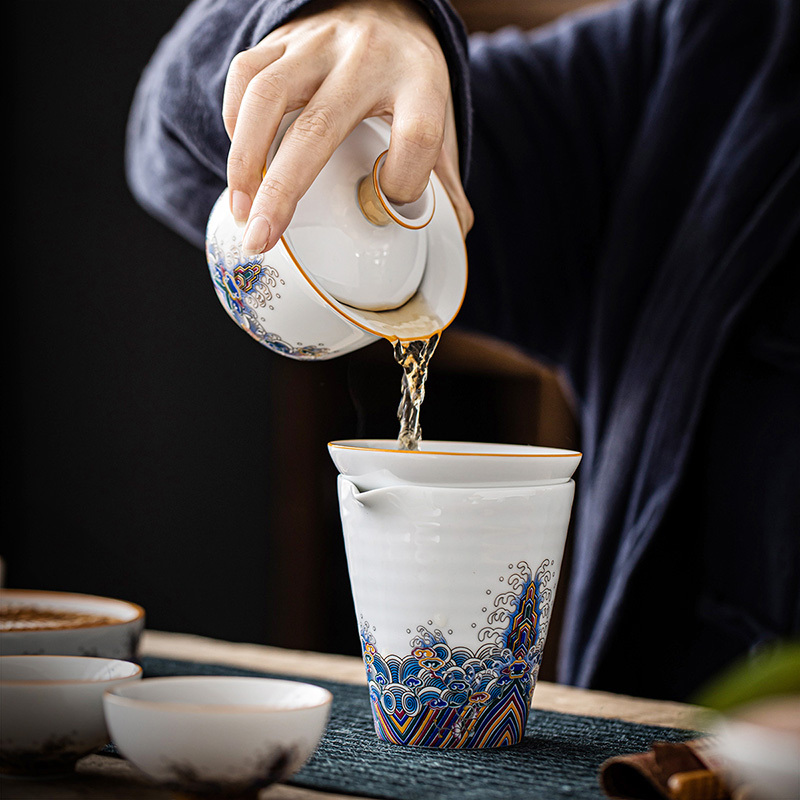 領藝 皇家御品三才盖碗茶杯大号壶承茶托泡茶功夫茶碗